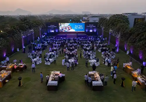 Corporate event drone shoot with natural light aerial mastery and live streaming